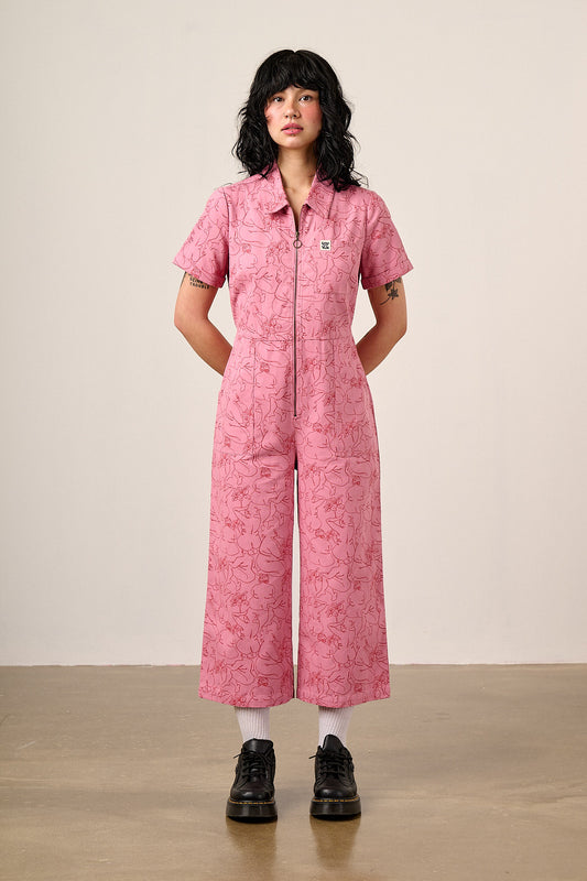 Ragan - Cotton Jumpsuit in Pink Bodies Print