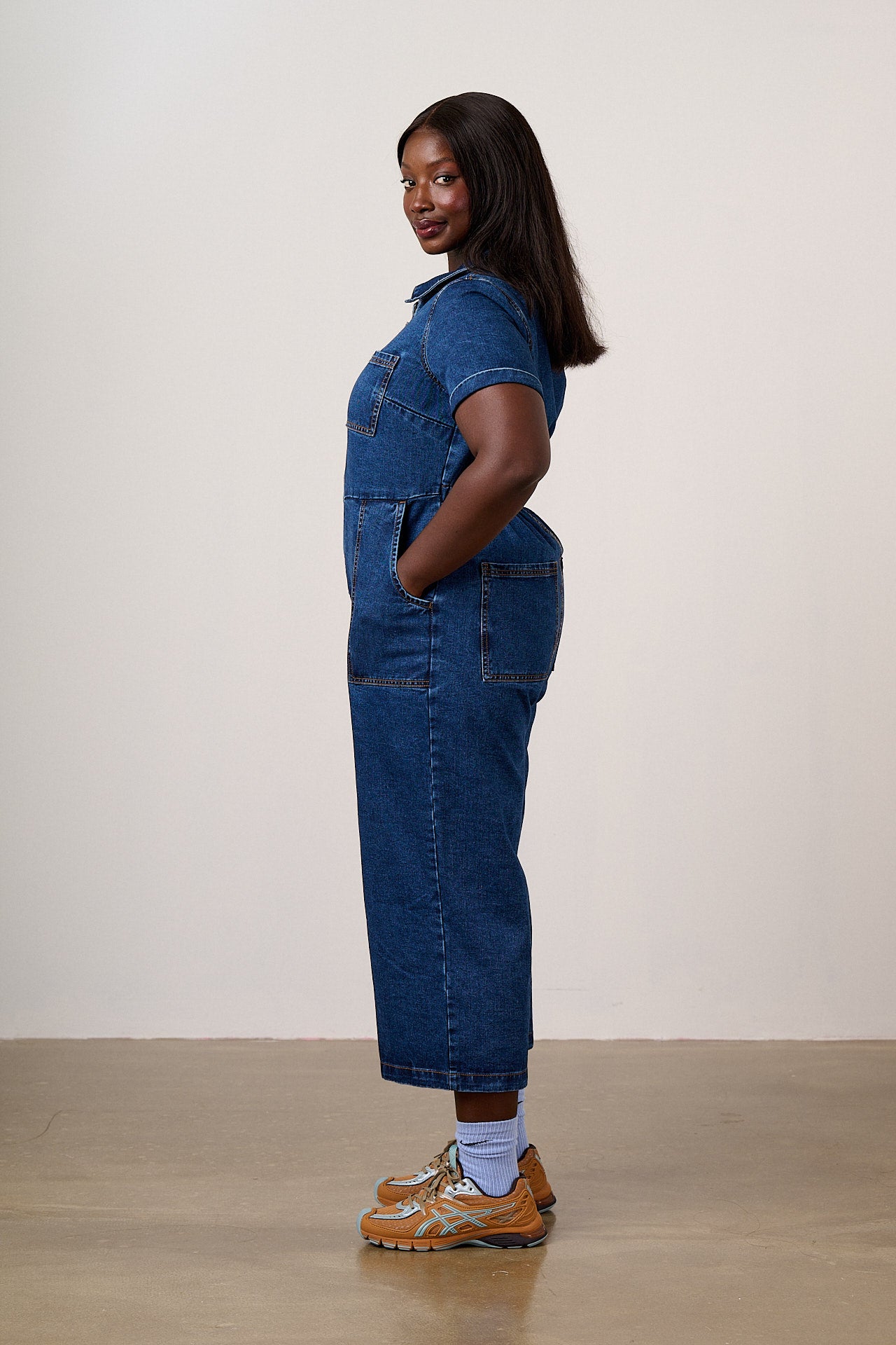Ragan - Denim Jumpsuit in Mid Wash Blue