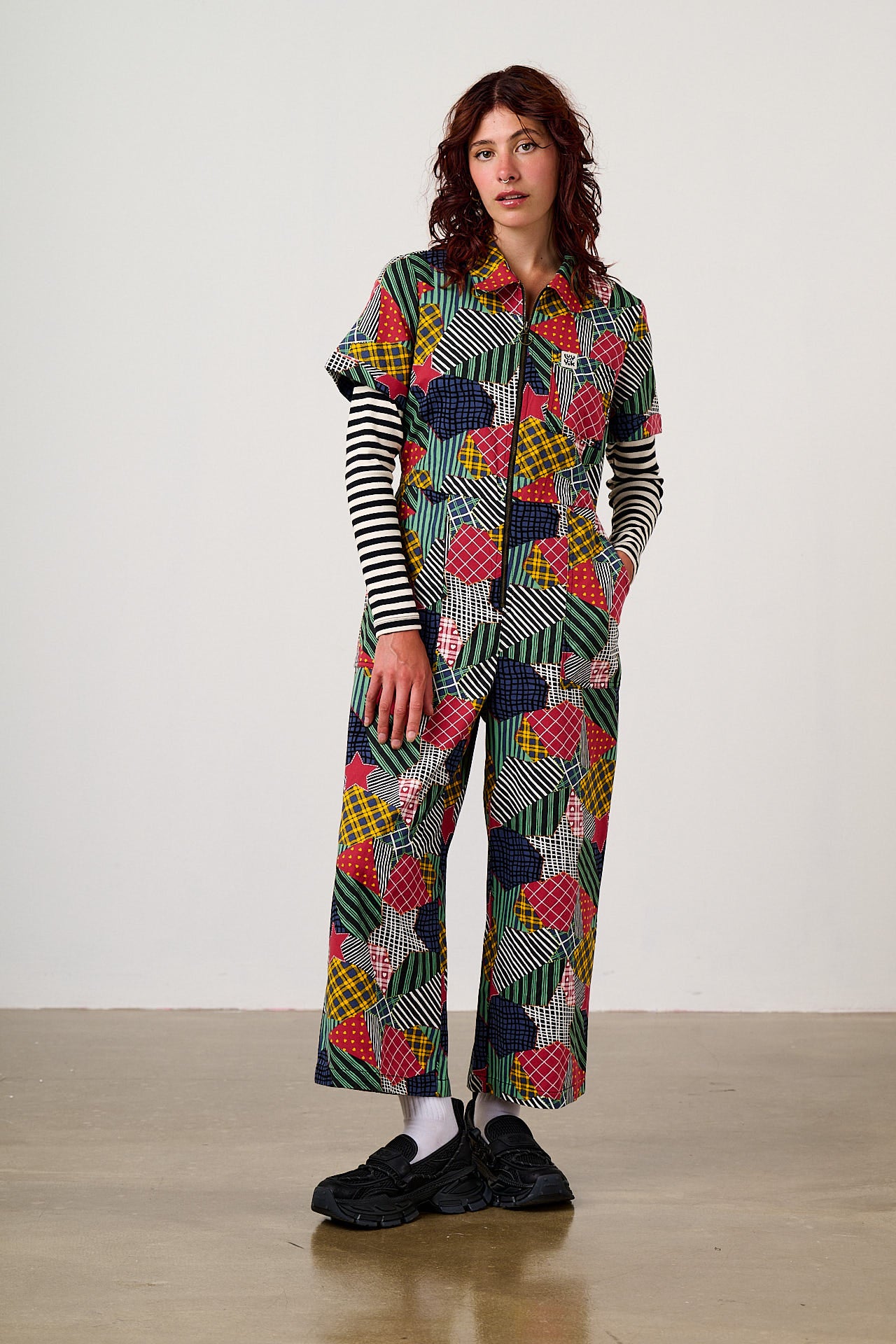 Ragan - Cotton Jumpsuit in Star Patchwork Print