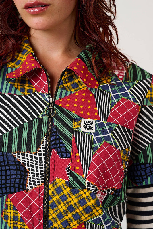 Ragan - Cotton Jumpsuit in Star Patchwork Print