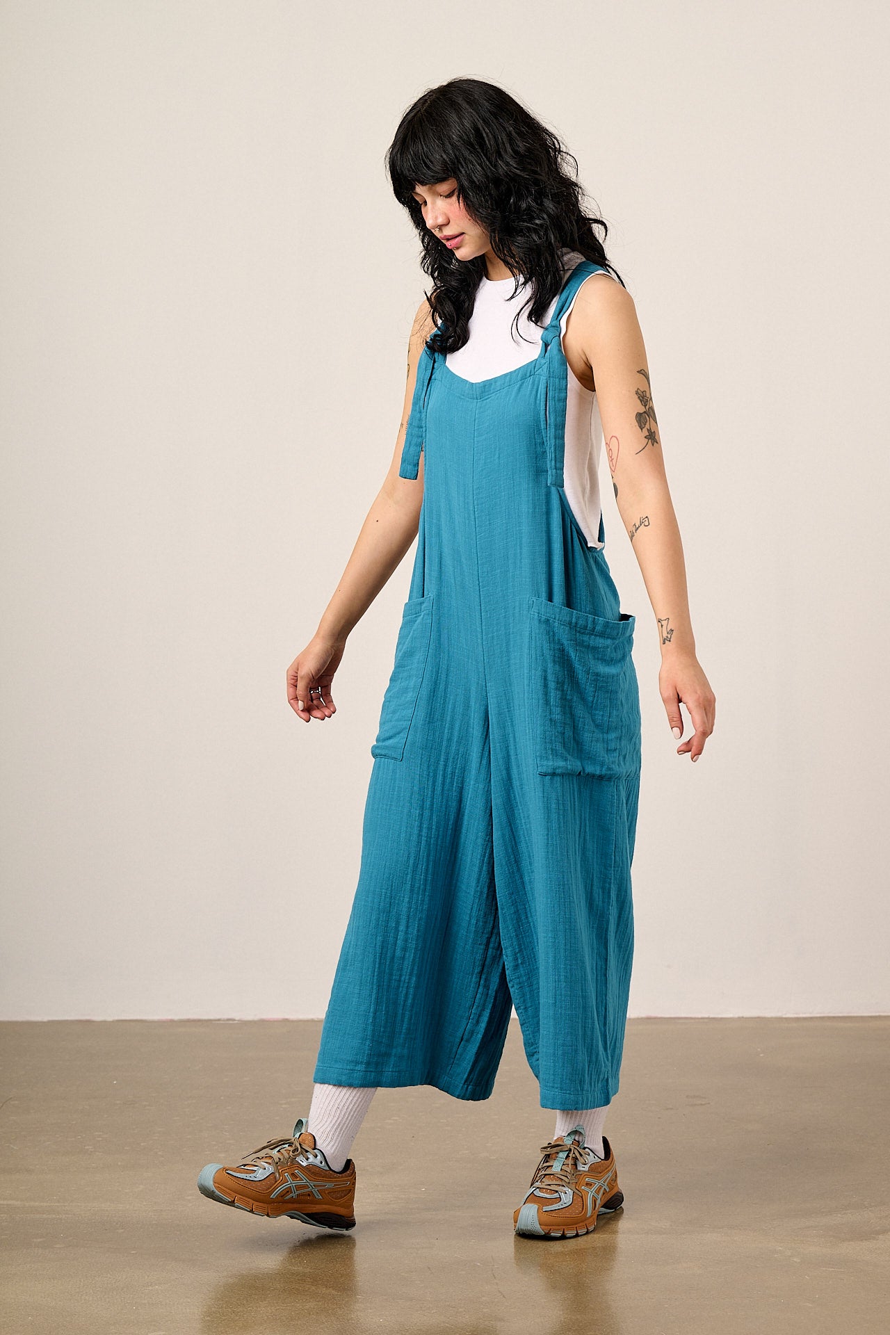Rudy - Cotton Dungarees in Fjord Blue