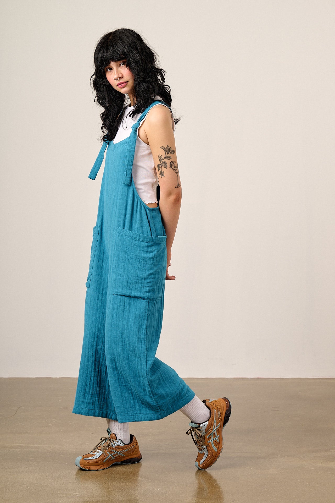 Rudy - Cotton Dungarees in Fjord Blue