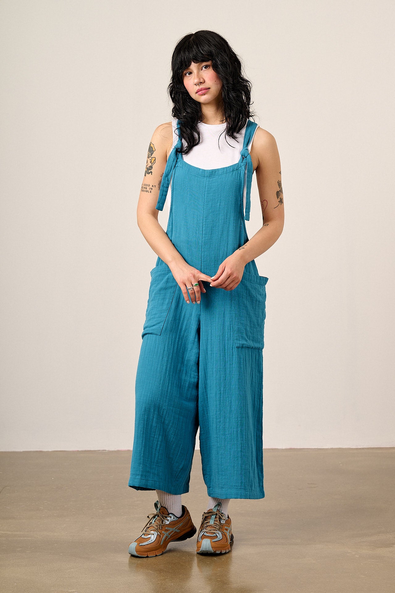 Rudy - Cotton Dungarees in Fjord Blue