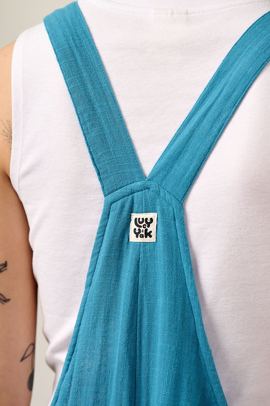 Rudy - Cotton Dungarees in Fjord Blue
