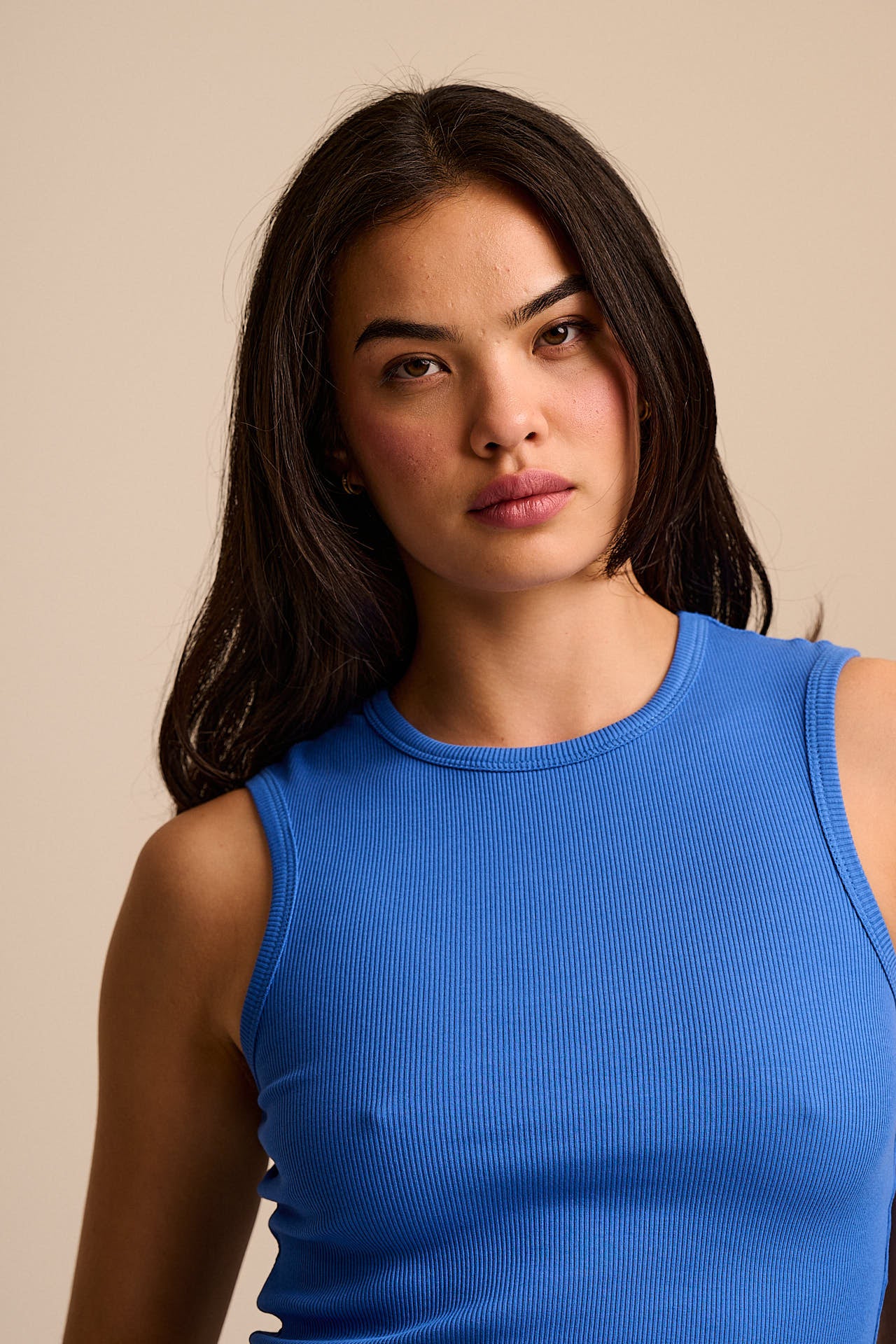 Rue - Cotton Rib Tank Top in Sapphire Blue