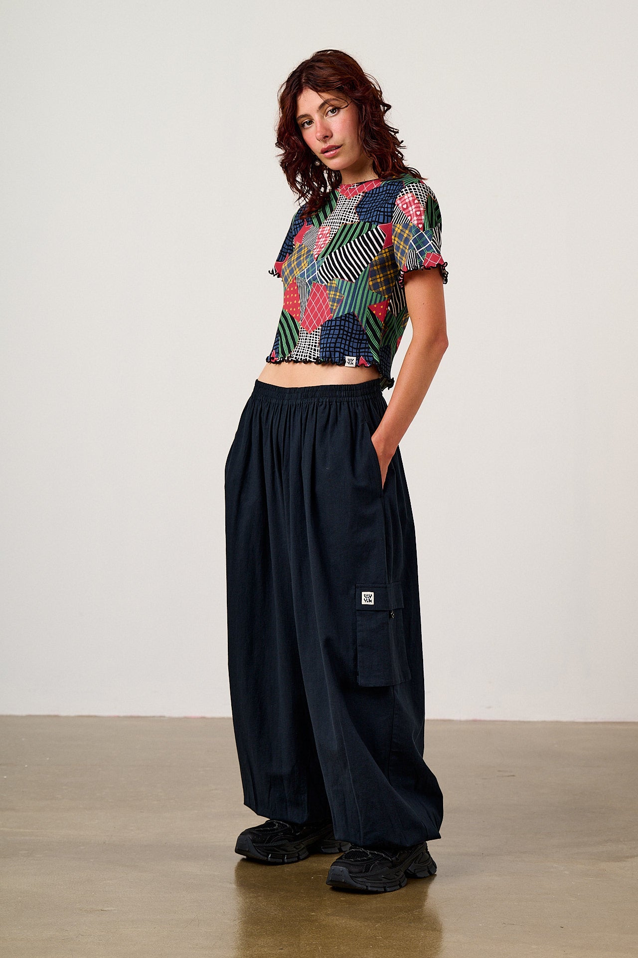 Rumi - Brushed Cotton Balloon Trousers in Black