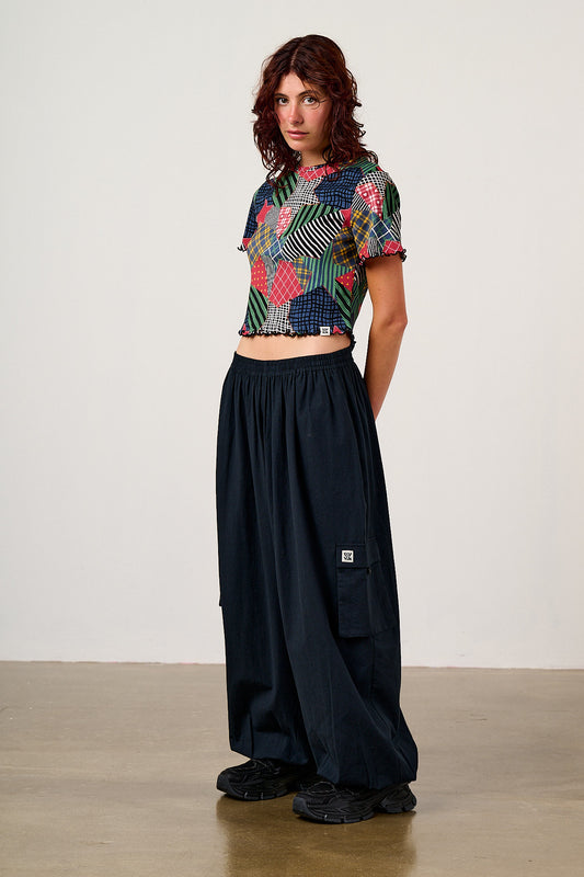 Rumi - Brushed Cotton Balloon Trousers in Black