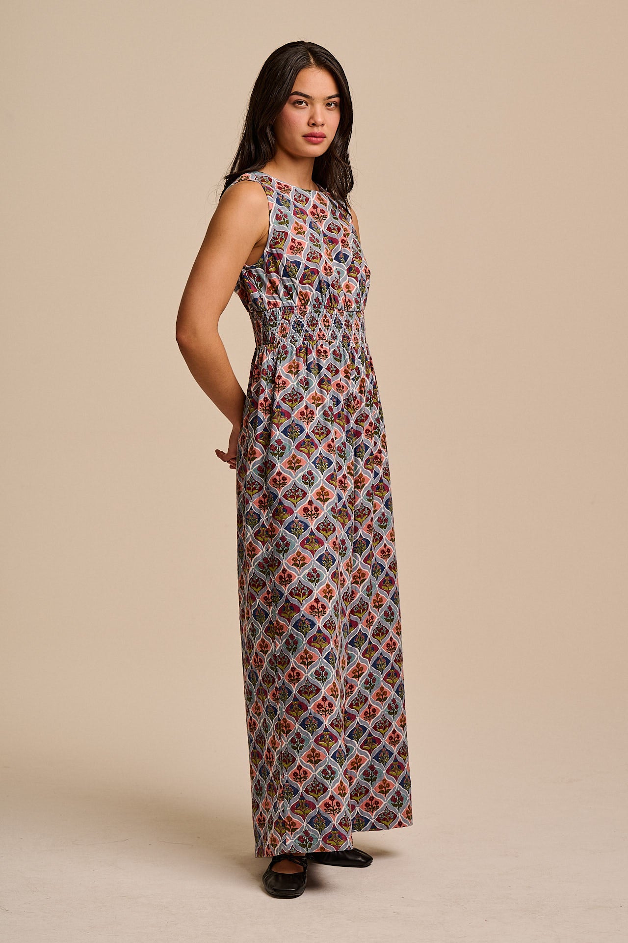 Simone - Cotton Jumpsuit in Walled Blooms Print