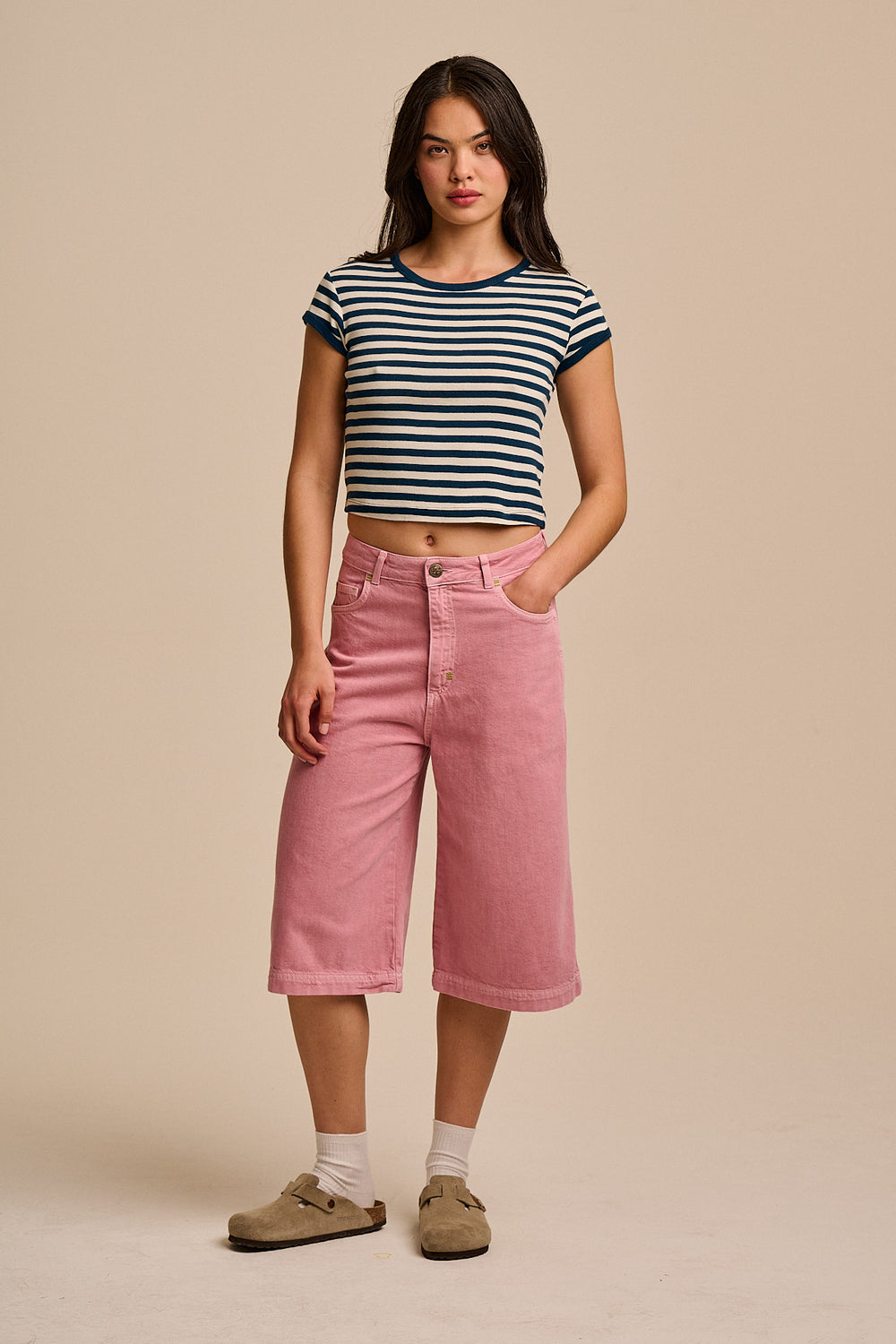 Sol - Denim Long Shorts in Pink Cashmere Rose