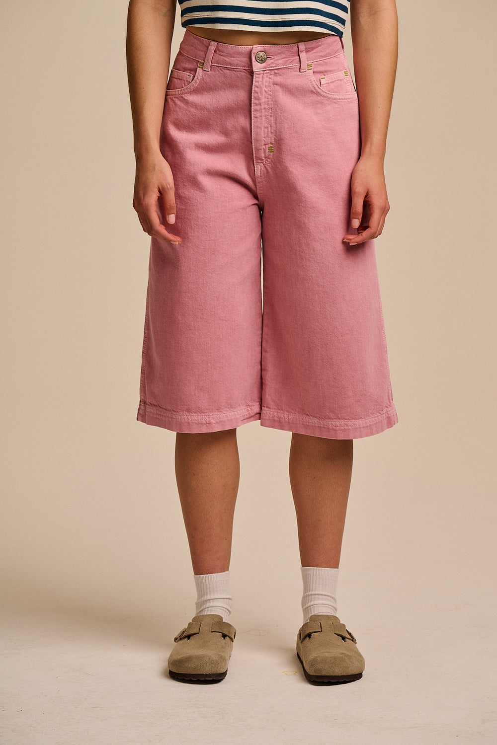 Sol - Denim Long Shorts in Pink Cashmere Rose