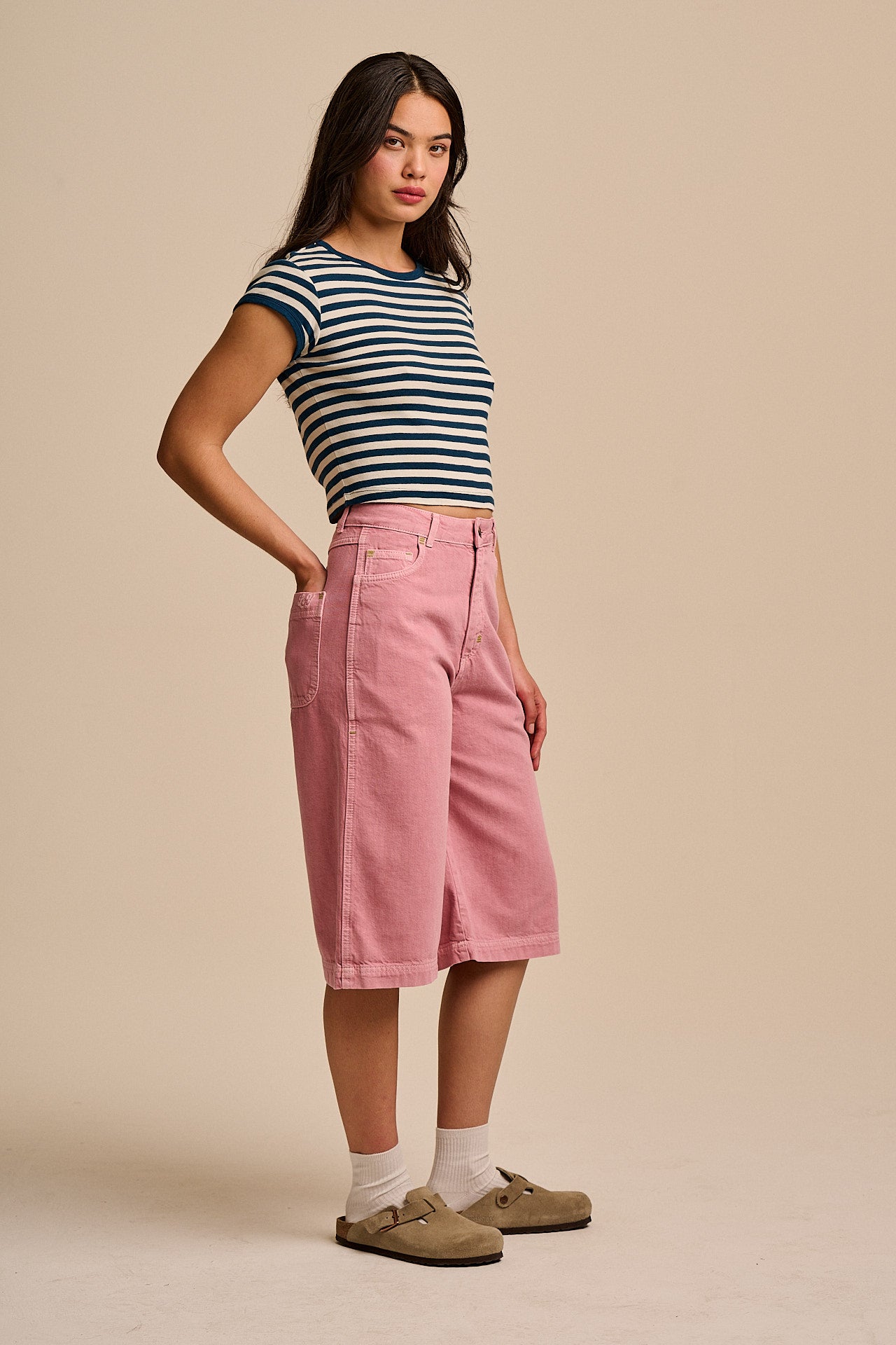 Sol - Denim Long Shorts in Pink Cashmere Rose