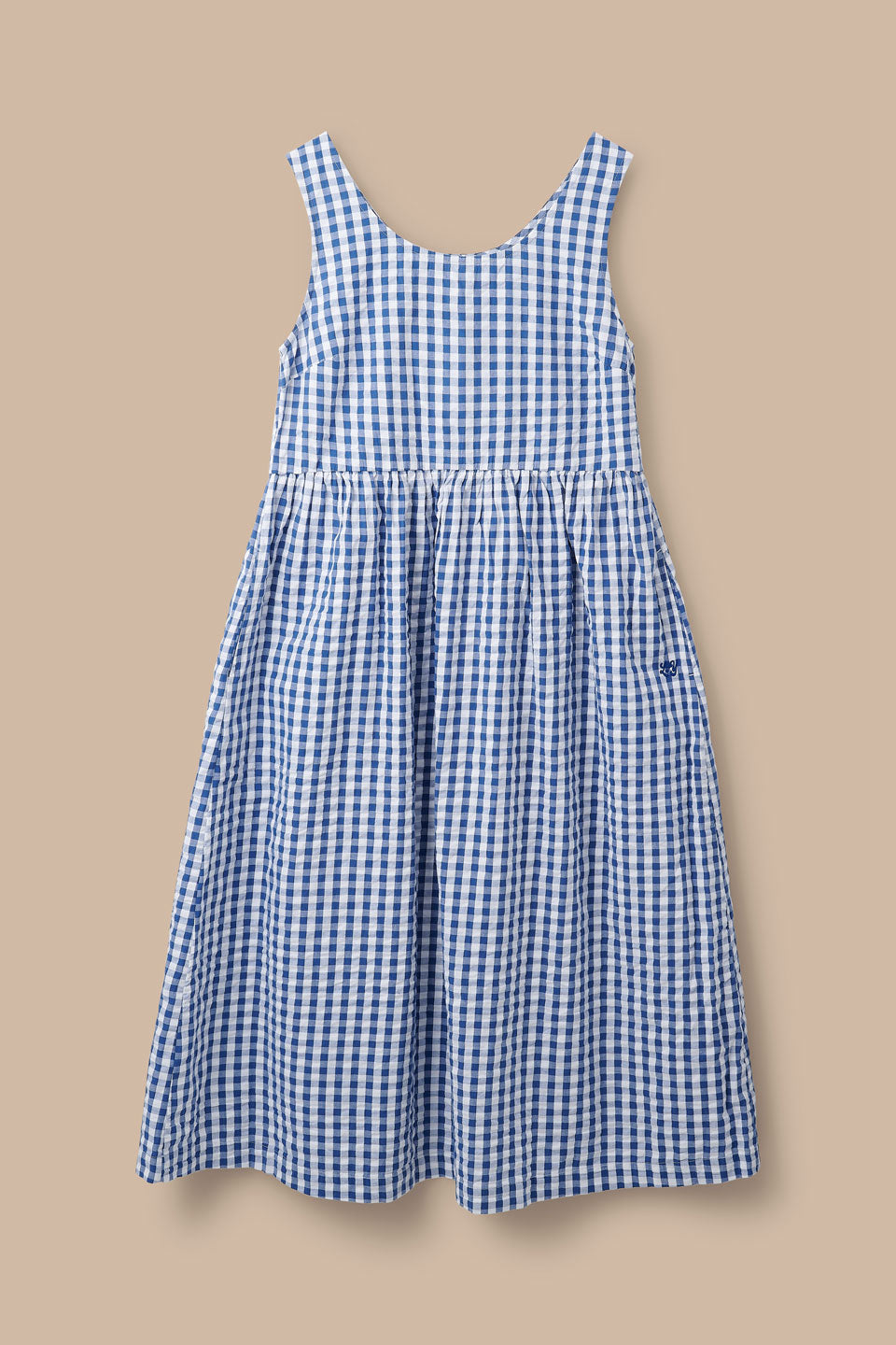 Aimee - Cotton Midi Dress in Blue Gingham