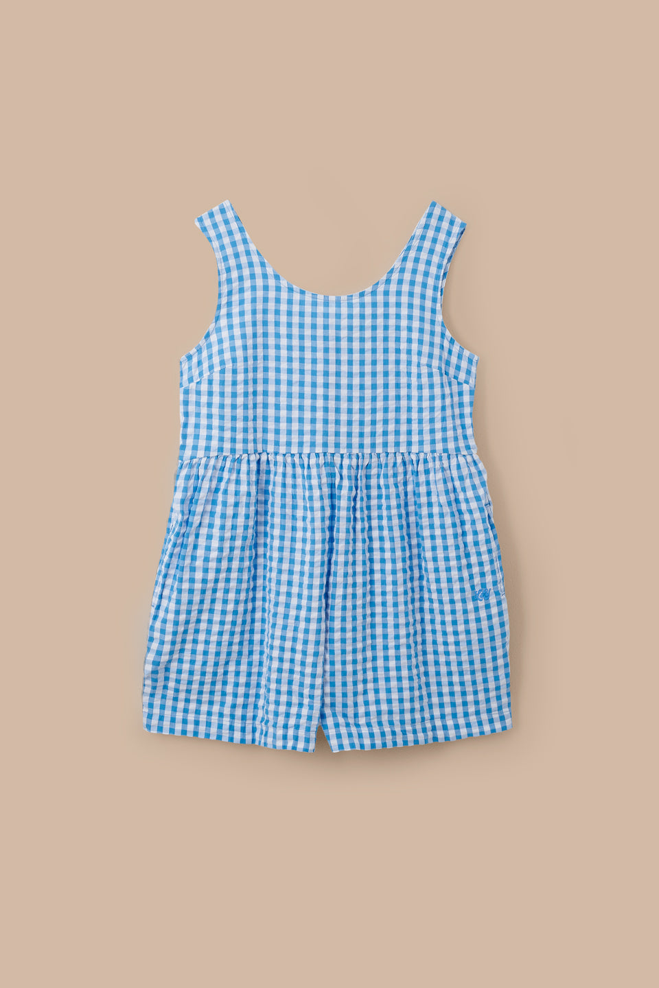 Alisa - Cotton Playsuit in Blue Gingham