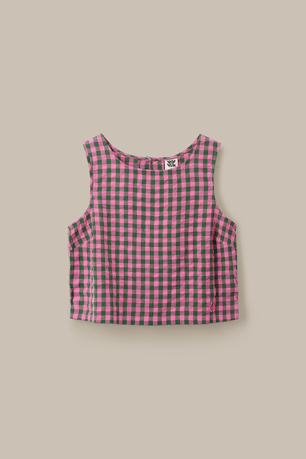 Arden - Cotton Shell Top in Pink & Green Check
