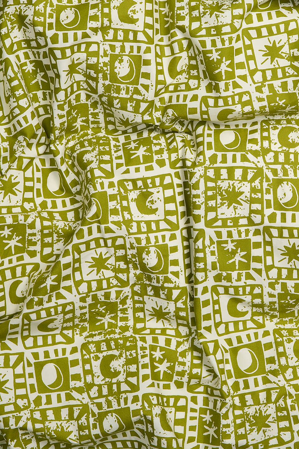Yolanda - Soft Cotton Duvet Cover Set in Green Celestial Checkerboard