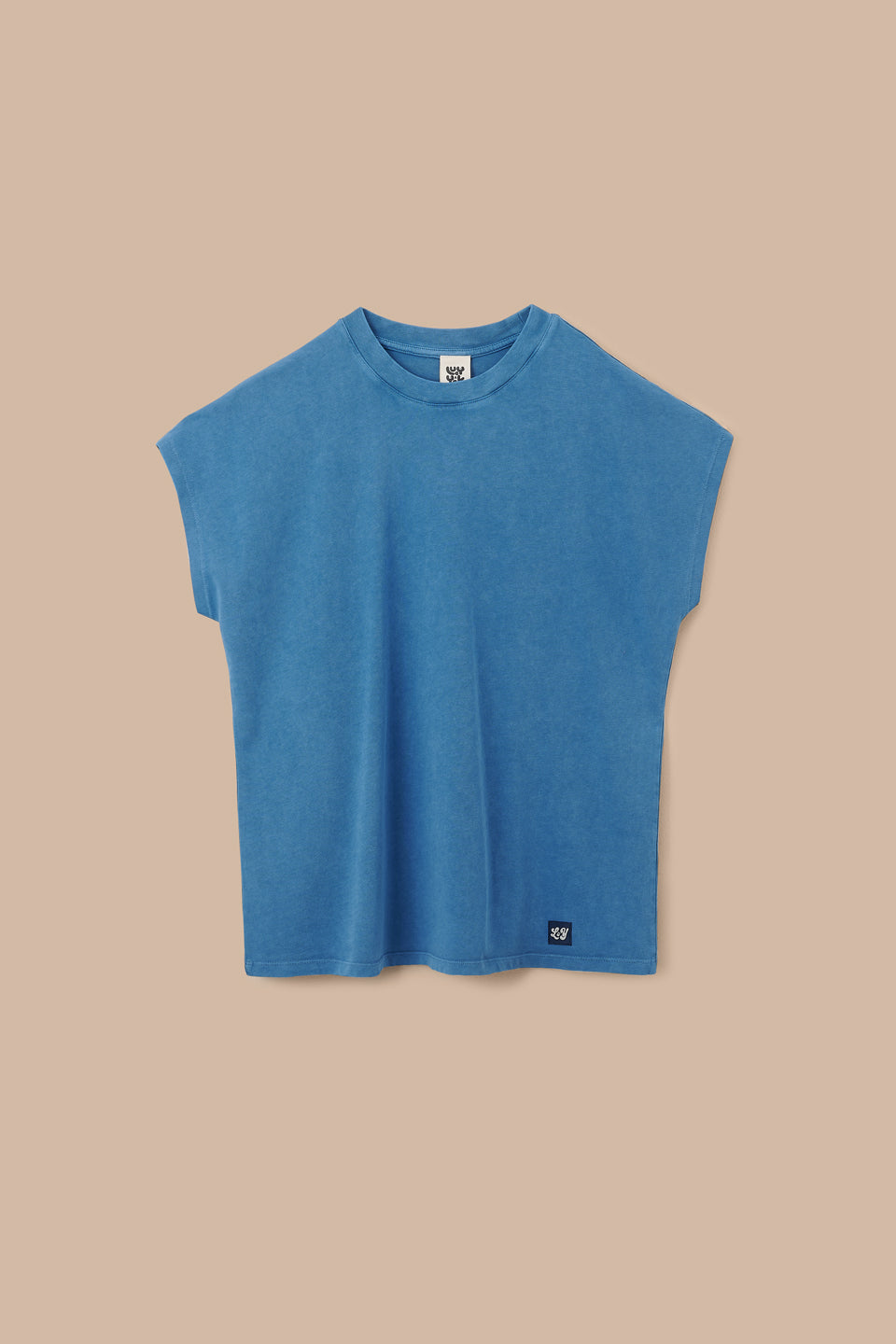 Inessa - Cotton Cap Sleeve T-Shirt in Blue