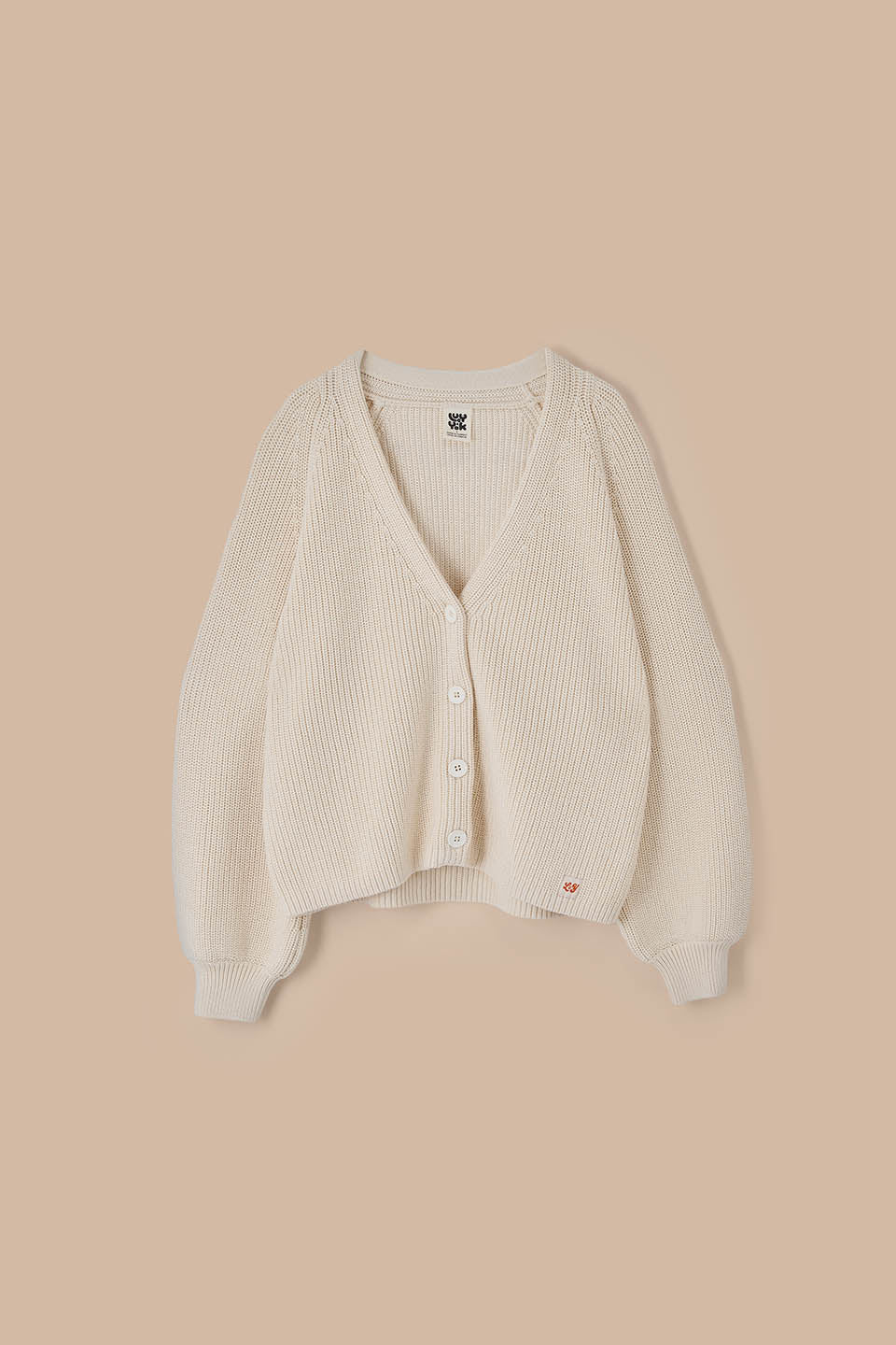 Juniper - Cotton Knitted Cardigan in Ecru