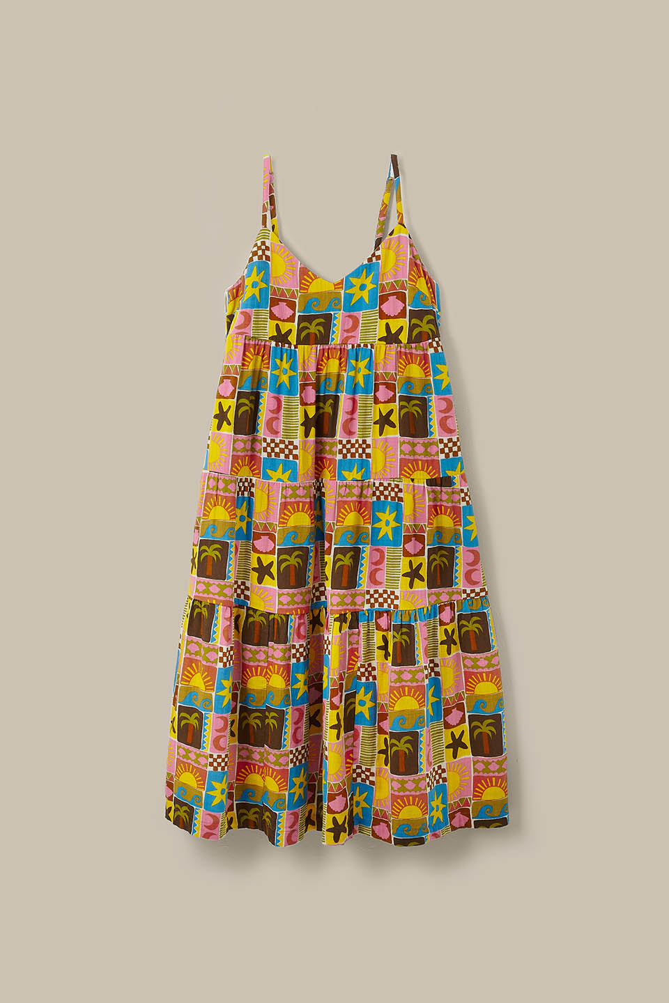 Mable - Cotton Dress in Multi Coastal Print