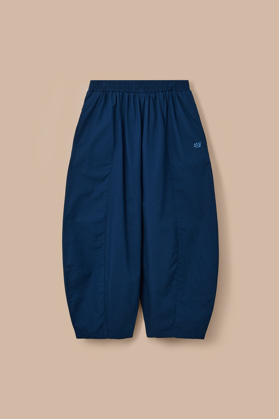 Obregon - Cotton Barrel Leg Trousers in Navy