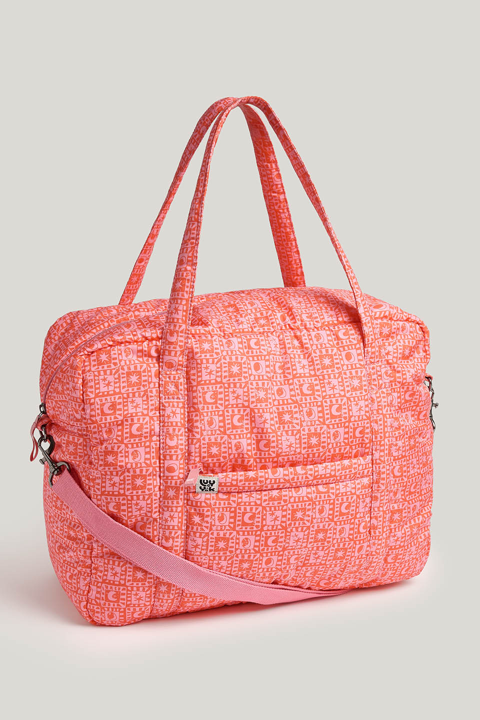 Polina - Weekend Bag in Pink & Red Lunar Checkerboard
