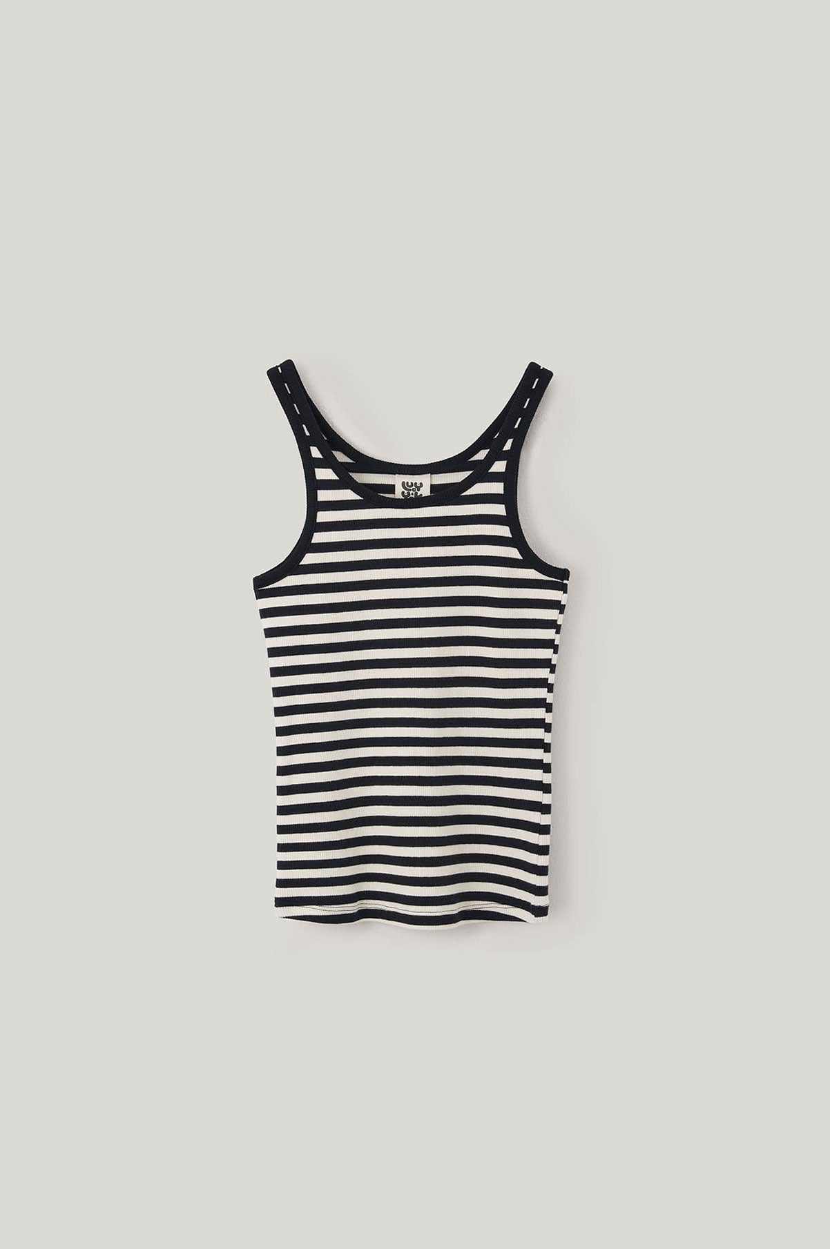 Tully - Cotton Strappy Vest in Black & White Stripe