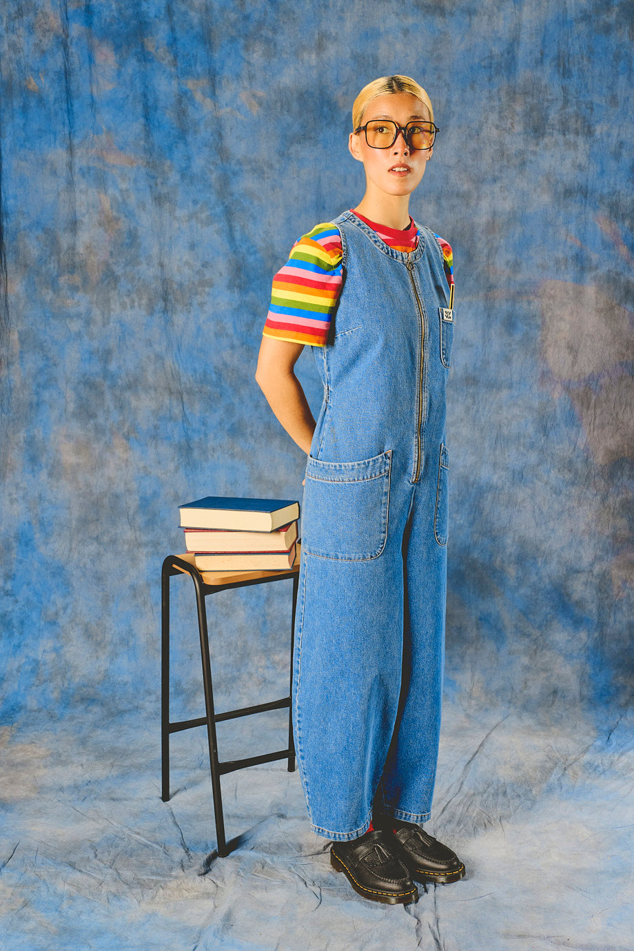 Nari - Light Weight Denim Sleeveless Jumpsuit in Mid Wash