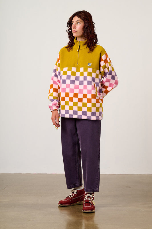 Stevie - Polar Fleece in Retro Picnic Checkerboard