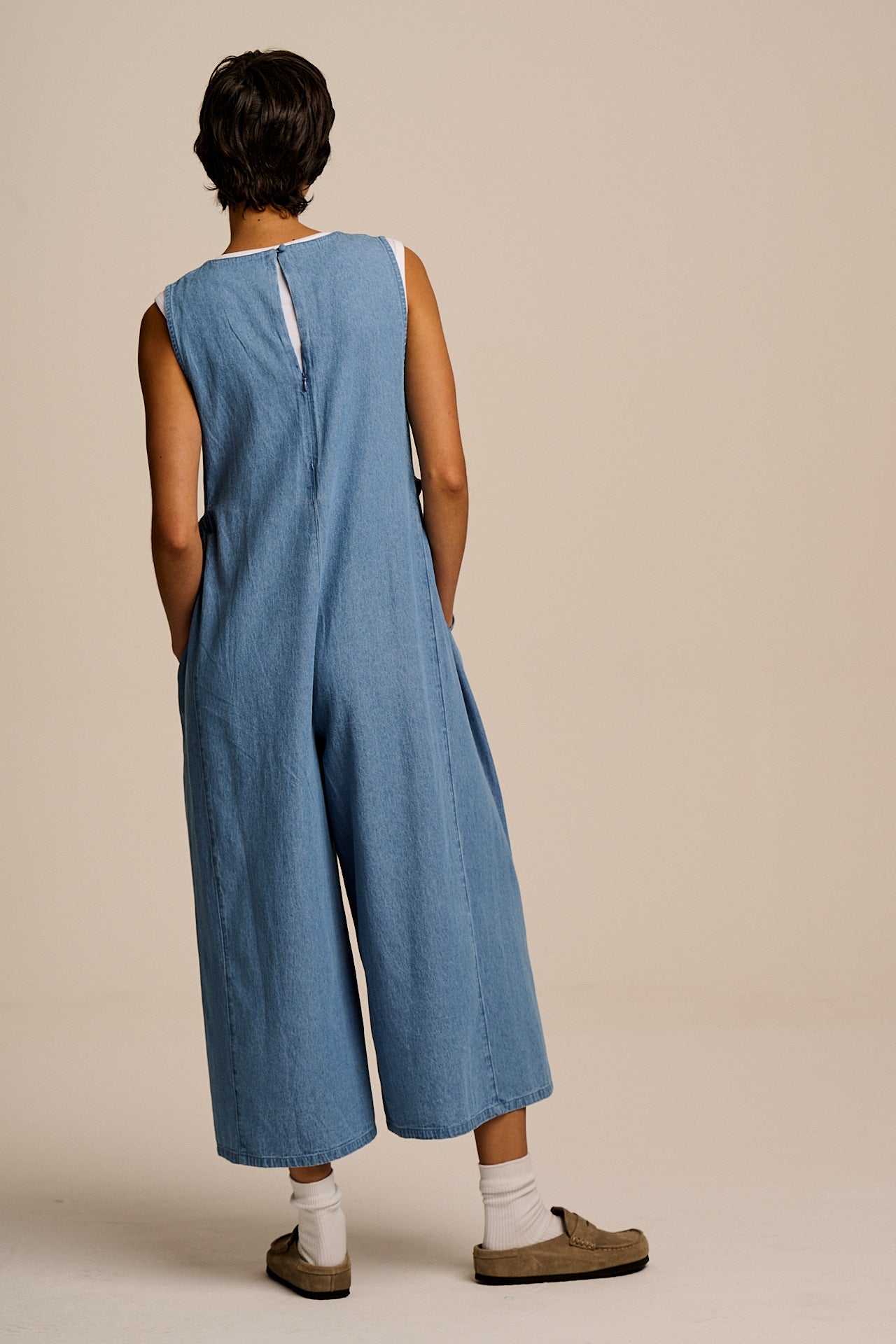 IMPERFECT - Tilda - Cotton Wide Leg Jumpsuit in Light Blue