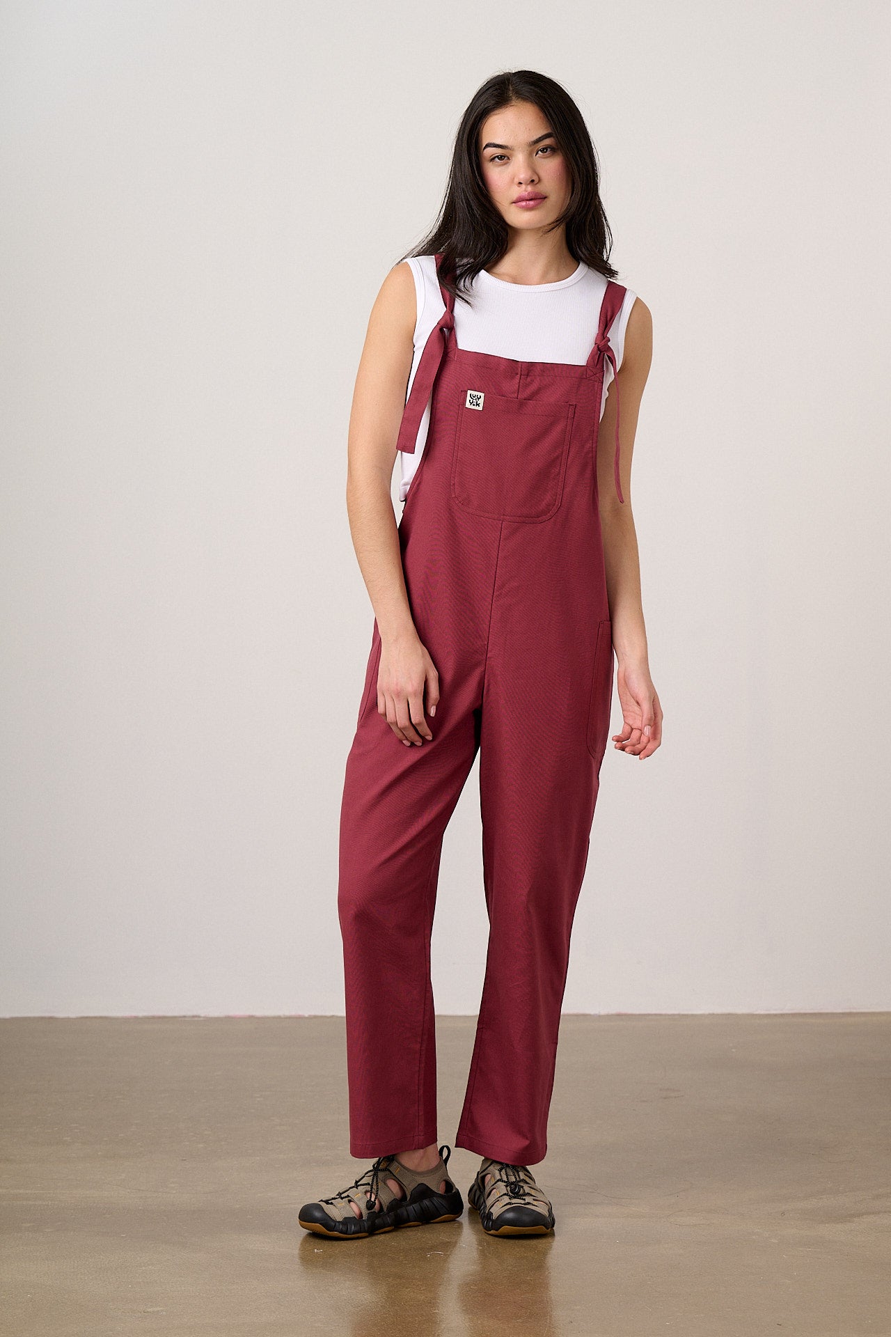 Una - Cotton Dungarees in Burgundy