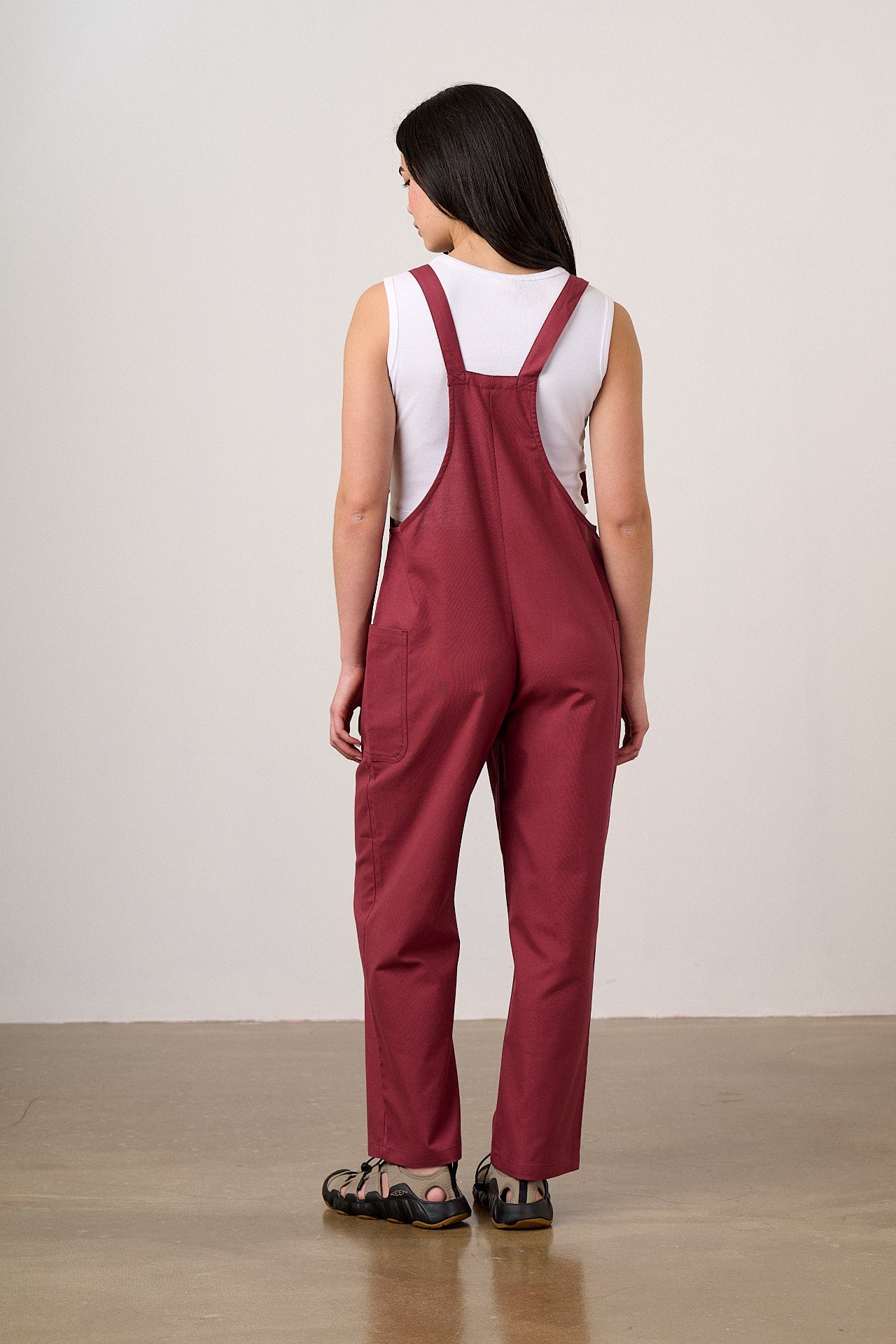 Una - Cotton Dungarees in Burgundy