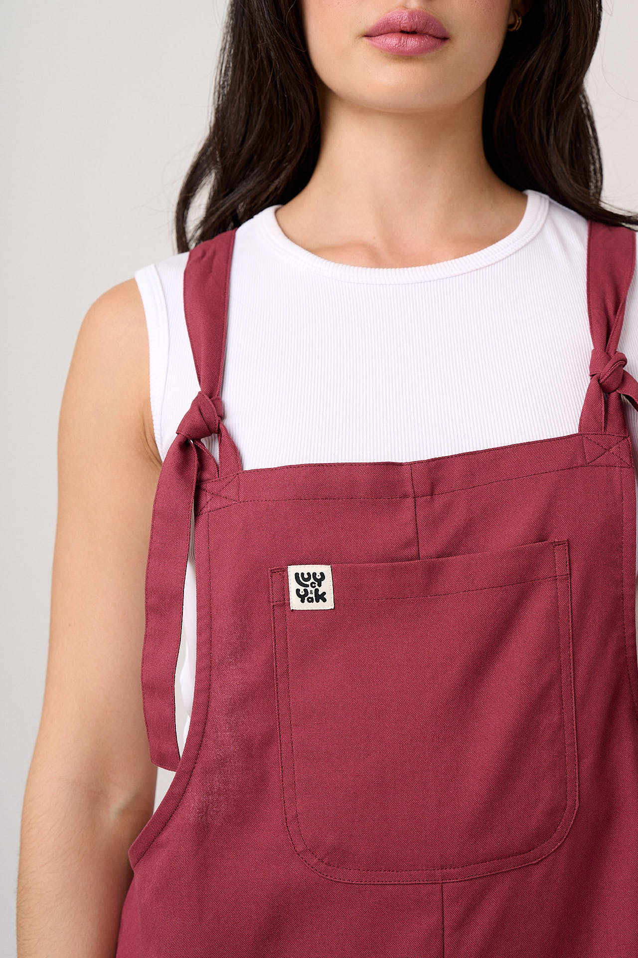 Una - Cotton Dungarees in Burgundy