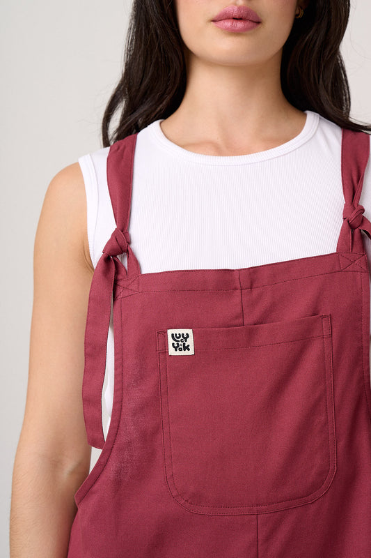 Una - Cotton Dungarees in Burgundy