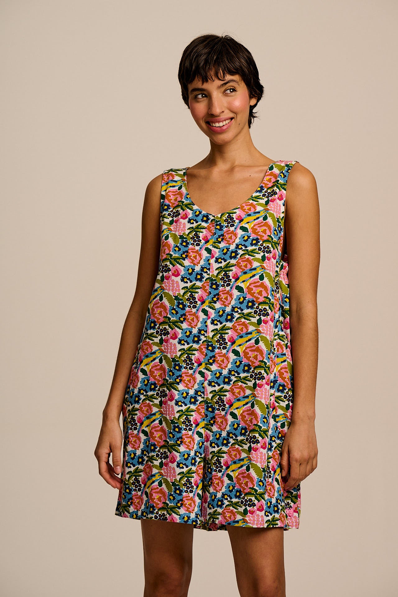 Zadie - Cotton & Viscose Playsuit in Ivory Birdie Floral (POS)