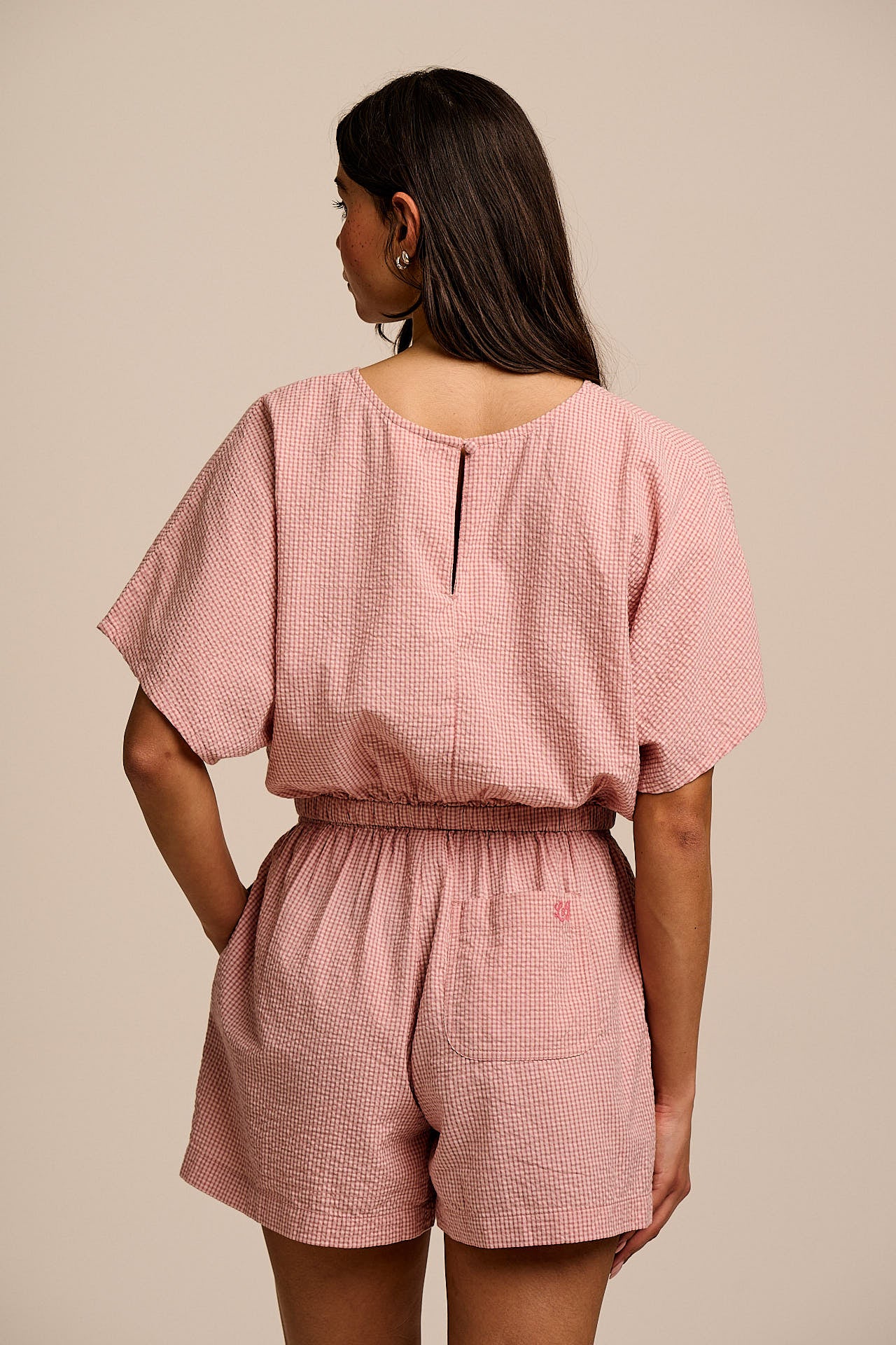 Zamora - Cotton Top in Pink Mini Gingham