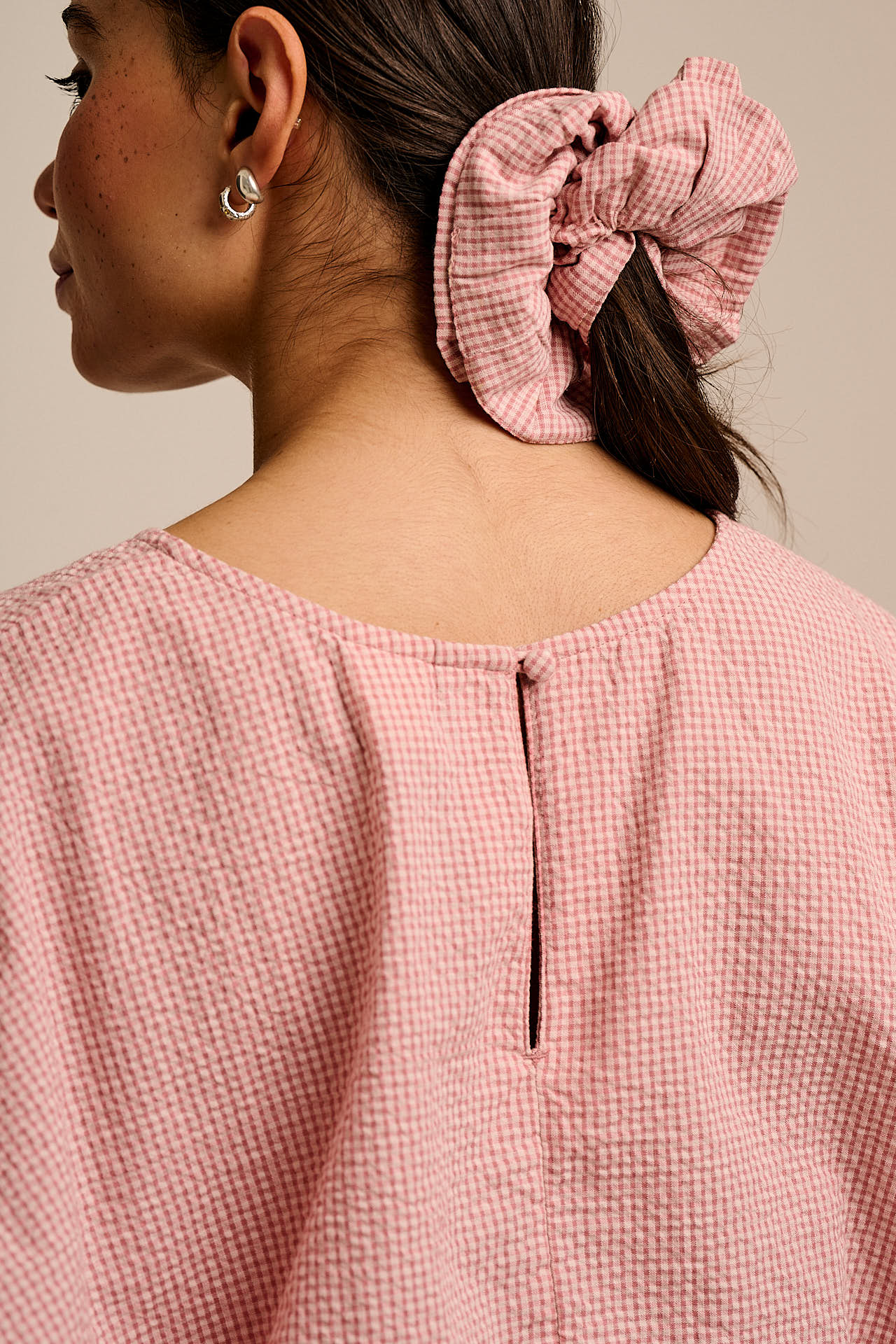 Zamora - Cotton Top in Pink Mini Gingham