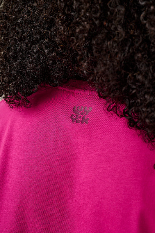 Zayla - Cotton Cropped Boxy T-Shirt in Festive Fuchsia